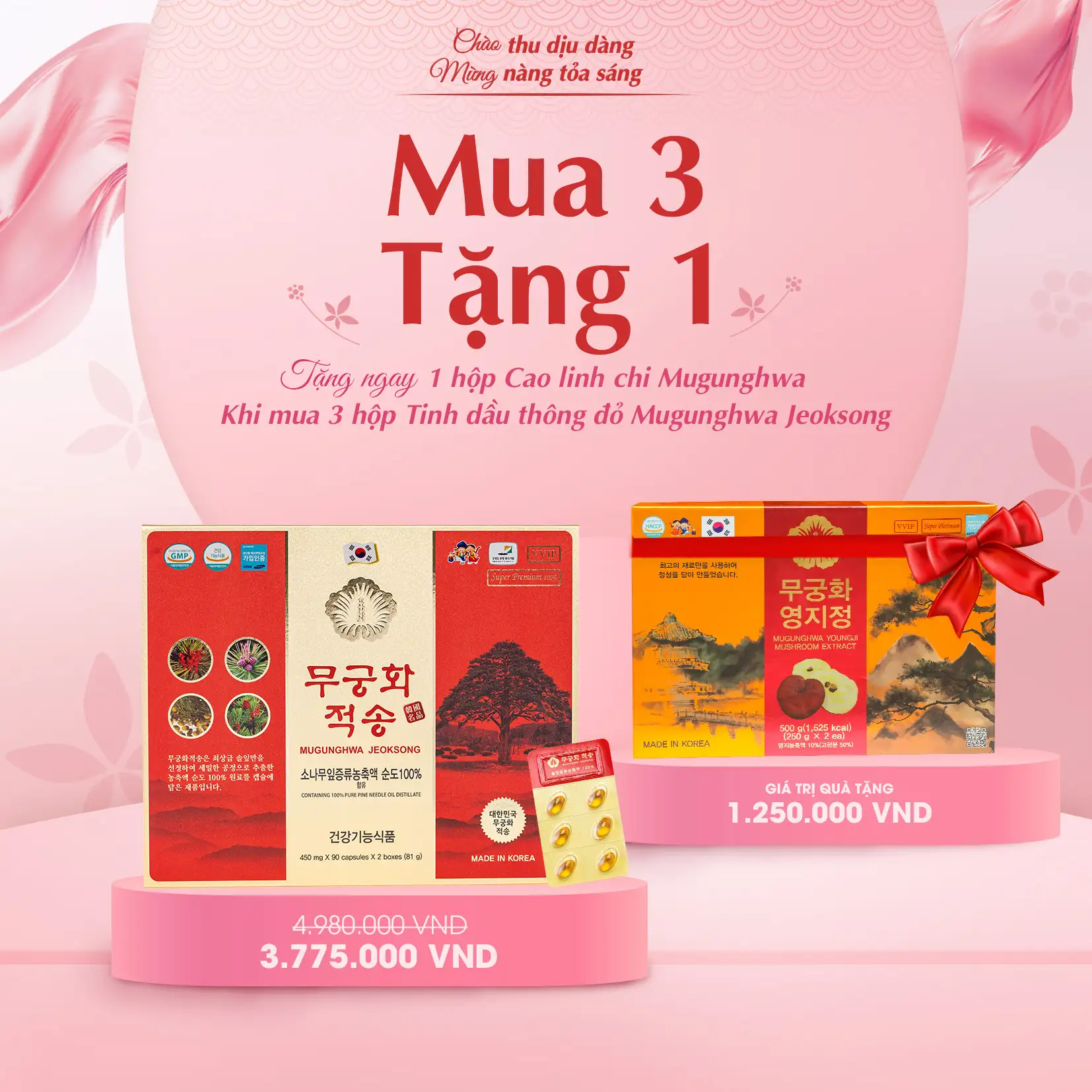 Tinh dầu thông đỏ Mugunghwa Jeoksong cao cấp – 180 viên - CTKM T10
