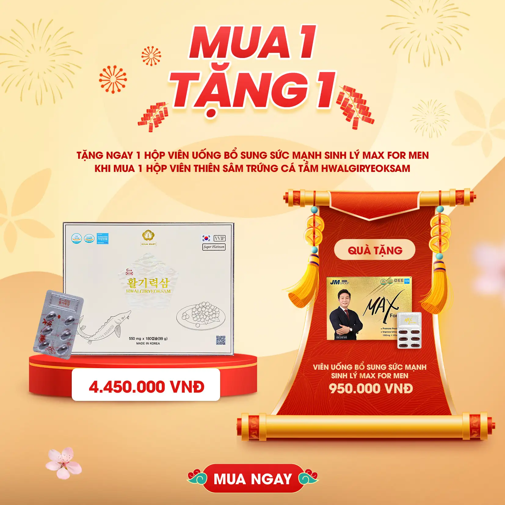 Viên thiên sâm trứng cá tầm Hwalgiryeoksam - 180 viên